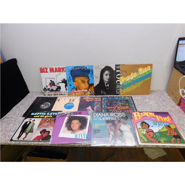 Lot of 12 Vinyl Records LPs R&B, Soul Pop, Hip Hop, Summer Singles, Janet Jackson, Culture Club, Etc