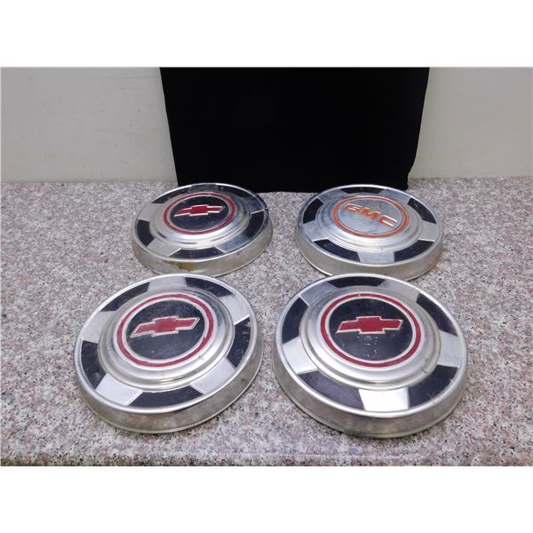 Lot of 3 Vintage Chevy and 1 GMC Truck Hub Caps