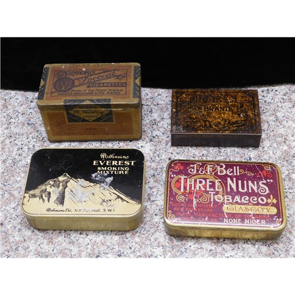 Lot of 4 Old Tobacco Tins JF Bell, Pioneer, Rothmans Weinbergs
