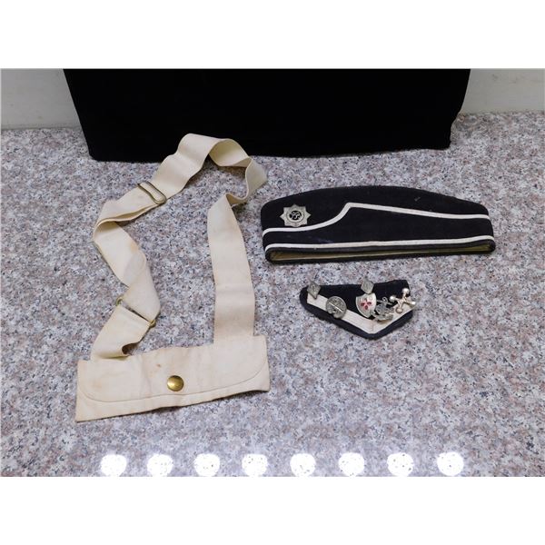 The Boys Brigade Hat, Arm Band With Pins, Pouch Sash