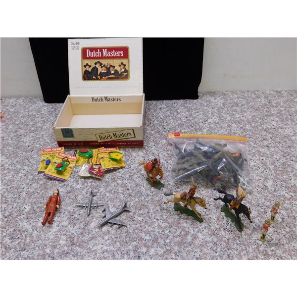 Lot of Vintage Toys, Army Men, Toy Tank, Cowboys and Indians Herald