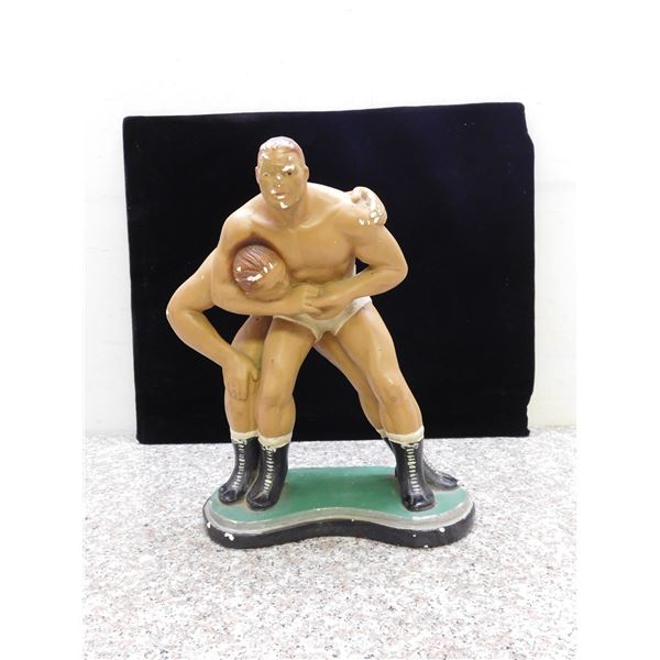 Vintage Chalkware Wrestling Statue 13"