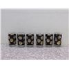 Image 1 : Lot of 6 Libbey Coin Glasses Barware Black and Gold Textured Highball Glasses