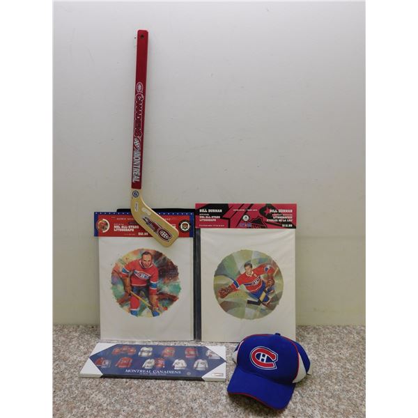 Montreal Canadiens lot – Lithographs for Morenz & Durnan in original sealed packages, Cdns + More