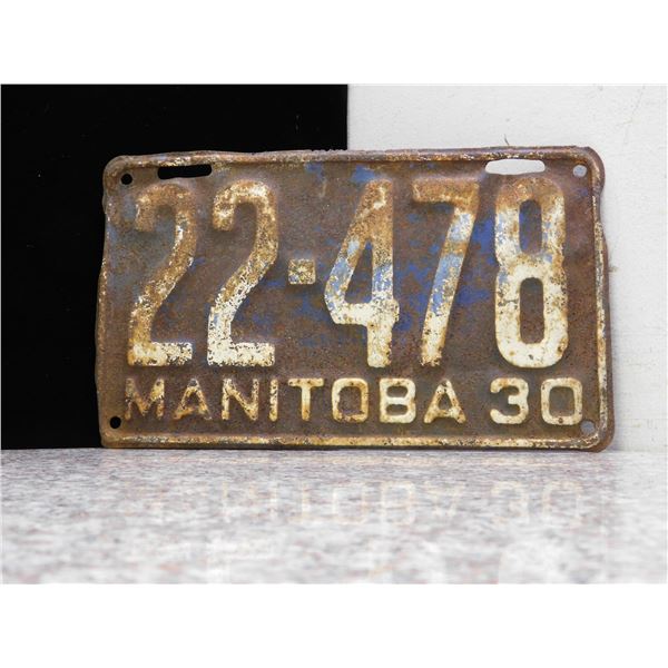 1930 Manitoba License Plate