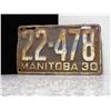 Image 1 : 1930 Manitoba License Plate
