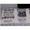 Image 2 : Lot of 4 Reproduction 1800s Wild West WANTED Posters Proclamation Reward Signs