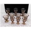 Image 1 : Lot of 10 Smokey Heavy Glass Drinking Wine Glasses