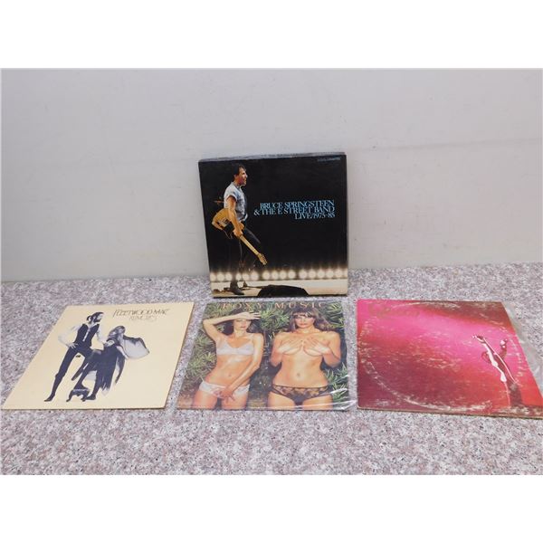 Lot of 4 Classic Rock Records Fleetwood Mac Rumours, Roxy Country Life, Queen 1st Album Self Titled