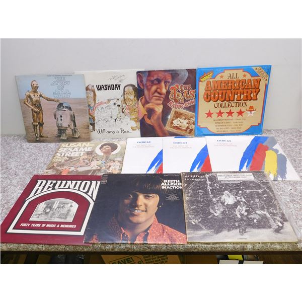 Lot of 10 Misc Records Some SEALED Country, Almond Brothers, Star Wars OST, Sesame Street, Wash Day