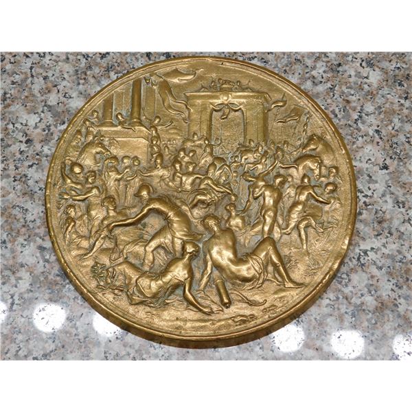 Circa 1900s Brass Bronze Plaque "The Rape of the Sabine Women"