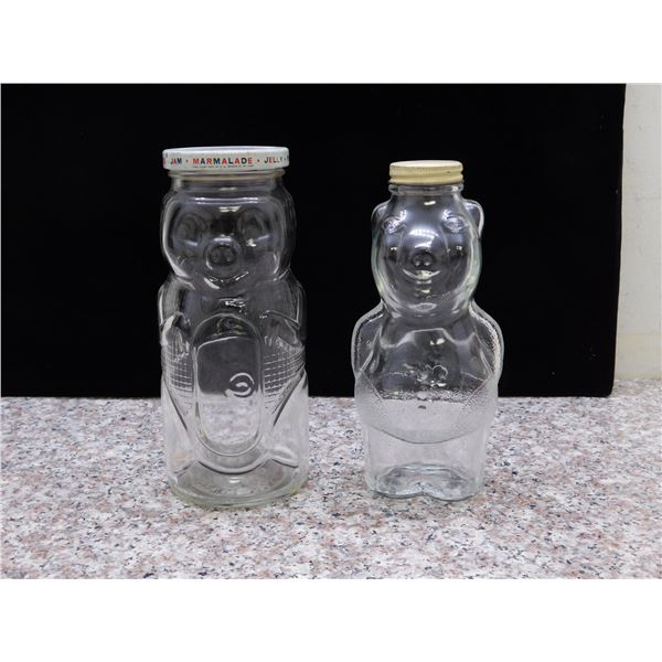 Lot of 2 Pig Jar and Piggy Banks Glass Rosebrand Marmalade and Pat Pending Piggy Bank