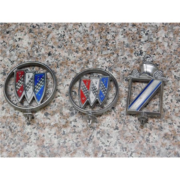 Lot of 3 Buick Hood Ornaments Tri Shield 1970s 80s Regal King