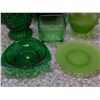 Image 2 : Lot of 8 Emerald Green Glass Ware Depression, Jug, Tray, Vase, Bowl, Plate Etc Mid Century