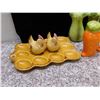 Image 2 : Lot of 15 Vegetable Salt and Pepper Shakers, Egg Tray