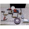 Image 1 : Bag of Assorted Tools, Measuring Tape, Stanley Planers, Thermostat, Etc