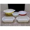 Image 1 : Lot of 5 Pyrex Mixing Bowls, Pie Bowl and Loaf Pans