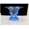 Image 1 : Large Art Deco Powder Blue Part Frosted Windsor Glass Vase circa 1930s Walther & Sohne?