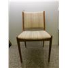 Image 1 : Teak Dining Room Chair, Beige Upholstery
