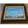 Image 2 : Lot of 2 Original Paintings Winter Scene with Deer and Sailboats by A Turnbull