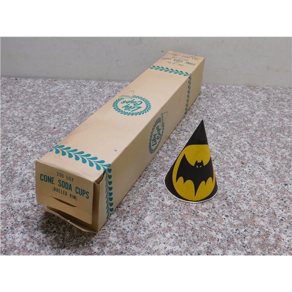 Case of 250 Batman Cone Solo Drink Cups 12oz Rolled Rim Lily Cups
