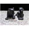 Image 2 : Lot of 2 Japan Pottery Ceramic Black Panthers 2" Small Decor