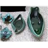 Image 5 : Lot of 8 Beauceware and Assorted Black and Teal Pottery Ceramic Canada Leaf Trays, Planters, Etc