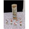 Image 1 : Lot of 7 Christms Wishing Bells from Hudson Bay Co and Tall Candle Holder Winter Cabin