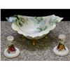 Image 1 : Pair of Newhall Fine Bone China Candle Holders and Footed Bowl Marked TK 24