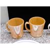 Image 2 : Lot of 9 Peach Lustreware Mugs, Enamelware Lids, Egg Holder, Other Mugs
