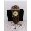 Image 1 : Vintage Ornate Wooden Wall Clock Pendulum and Heavy Brass Weights *untested
