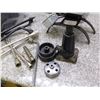 Image 3 : Lot of Misc Automotive Oil Change Funnels and Oil Pan, Electric Heater, Tire Irons, Car Jack, Etc