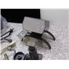 Image 4 : Lot of Misc Automotive Oil Change Funnels and Oil Pan, Electric Heater, Tire Irons, Car Jack, Etc