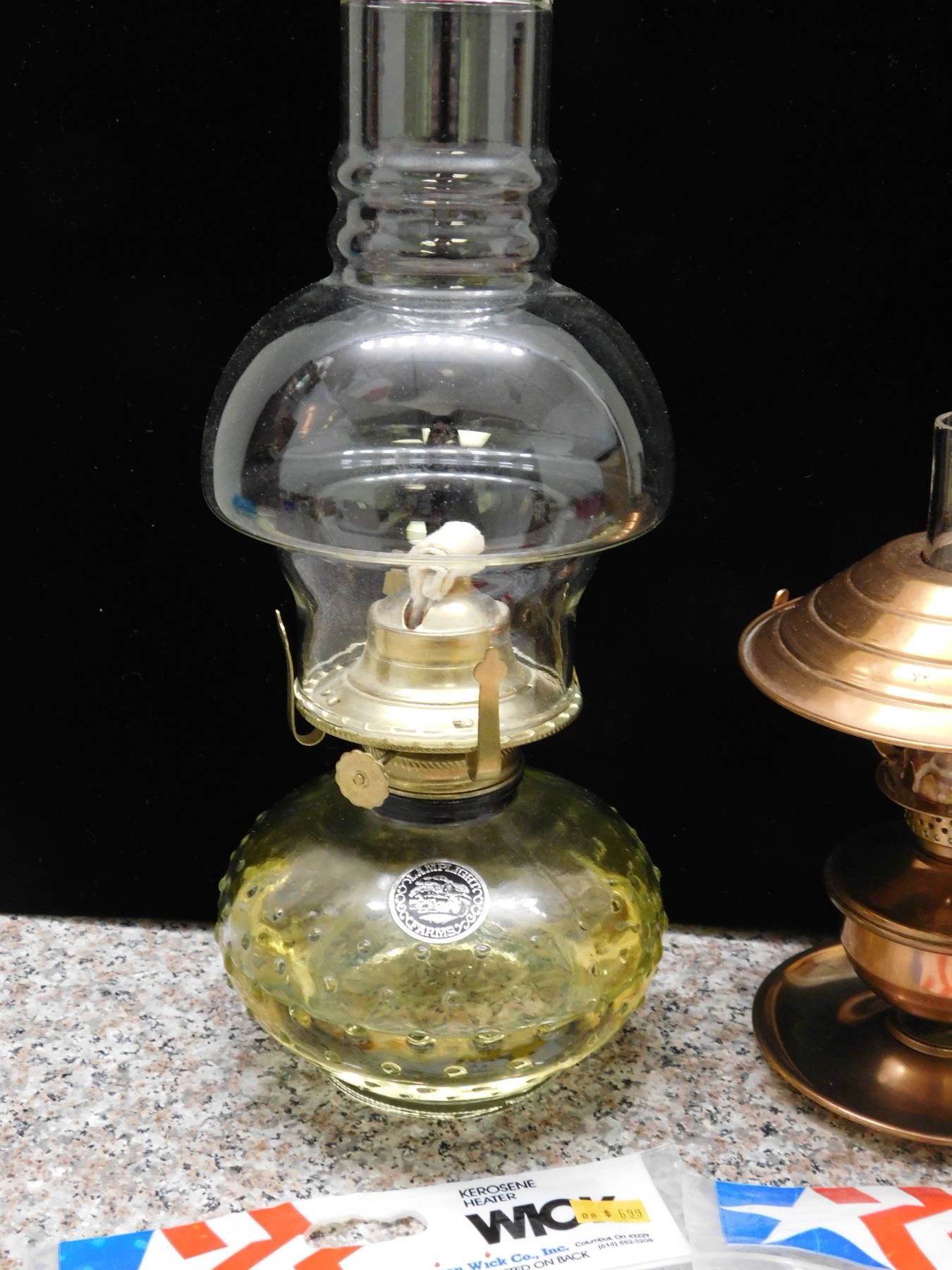 Miniature Brass Vintage Tilting Oil Lamp, Lamplight Glass Lamp and
