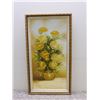 Image 1 : Framed Original Oil Painting Impressionist W. Gothe Yellow Flowers in Vase Chrysanthemums