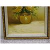Image 4 : Framed Original Oil Painting Impressionist W. Gothe Yellow Flowers in Vase Chrysanthemums
