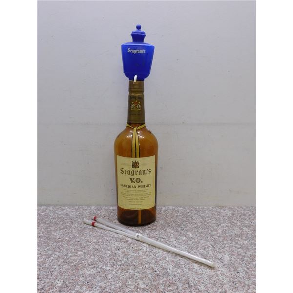 Seagrams 133 1/2oz Large Canadian Whisky Bottle With Pump and Spout, Extra Funnels