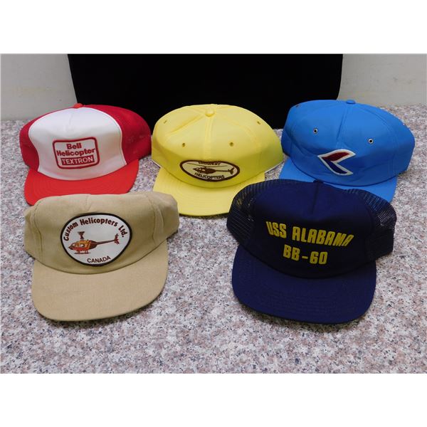 Lot of 5 Snap Back Baseball Caps Trucker Hats Helicoptor Related