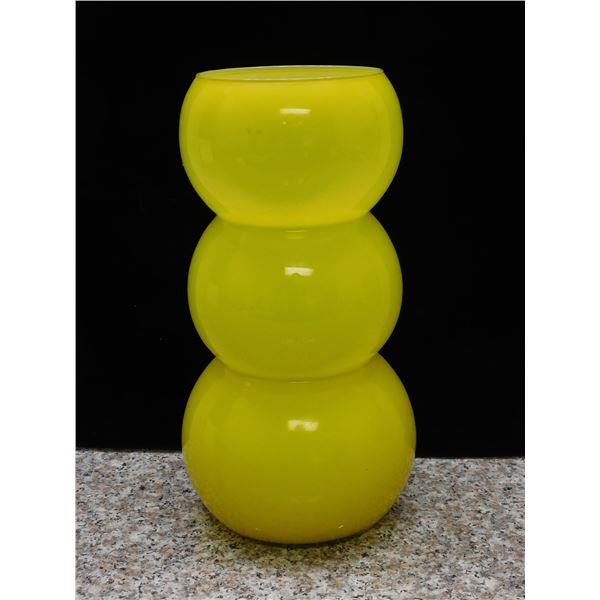 Yellow Art Glass Vase 11" Tall