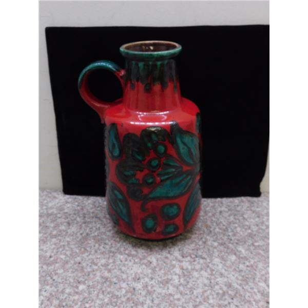 408-40 West Germany Large Jug Vase Red and Green
