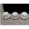 Image 1 : Lot of 3 Teacups and Saucers Royal Albert Silver Maple, Gladstone, Floral Chintz