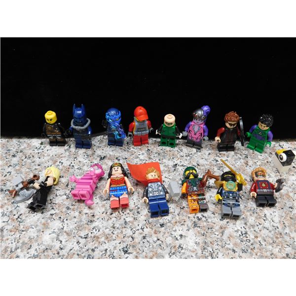 Lot of 15 LEGO Minifigs Avengers, Batman, Wonder Woman, Etc