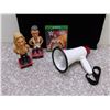 Image 1 : Lot of 4 2 WWE WWF Bobble Heads Y2J and Kurt Angle, Megaphone *works* Xbox One WW2k17