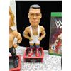 Image 3 : Lot of 4 2 WWE WWF Bobble Heads Y2J and Kurt Angle, Megaphone *works* Xbox One WW2k17