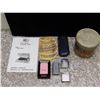 Image 1 : Junk Drawer of Lighters, Matte Pink, Tabacco Tin, Glasses, Turntable Manual, Songbook