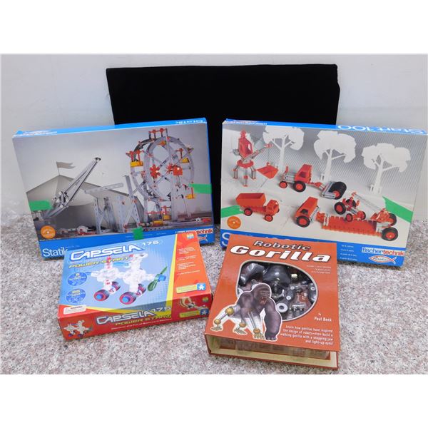 Lot of 4 Robot / Buildable Toys Start 100 Fischer Technik, Educational Insights, Statik Boxed