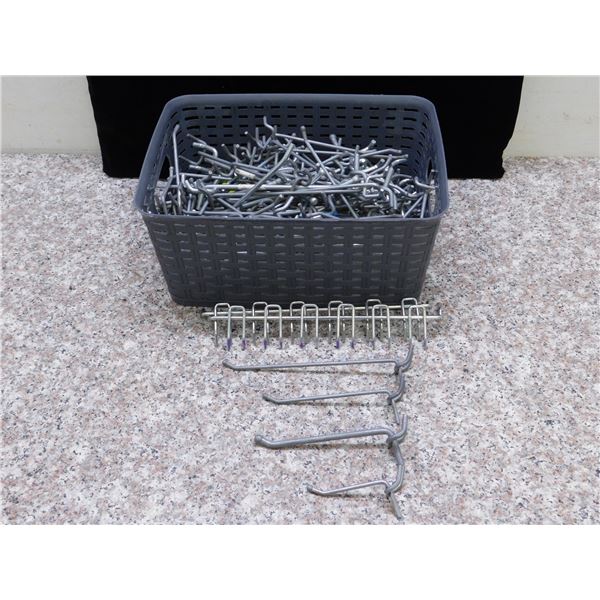 Basket of approx 100+ Peg Board Hooks 3-7" Assort Length Metal Store Display Commercial Retail Use