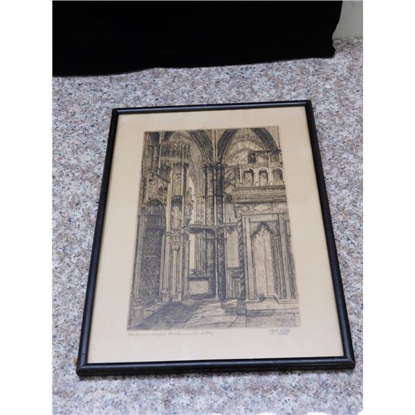 Westminister Abbey Confession Chapel Framed Artwork Ink Piece Architecture