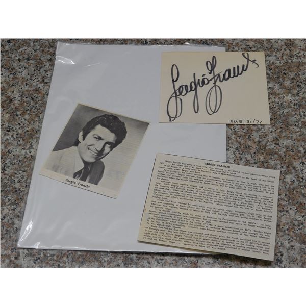 Sergio Franchii Signature 1971, clipped photo, paper clipping Tenor Opera Singer