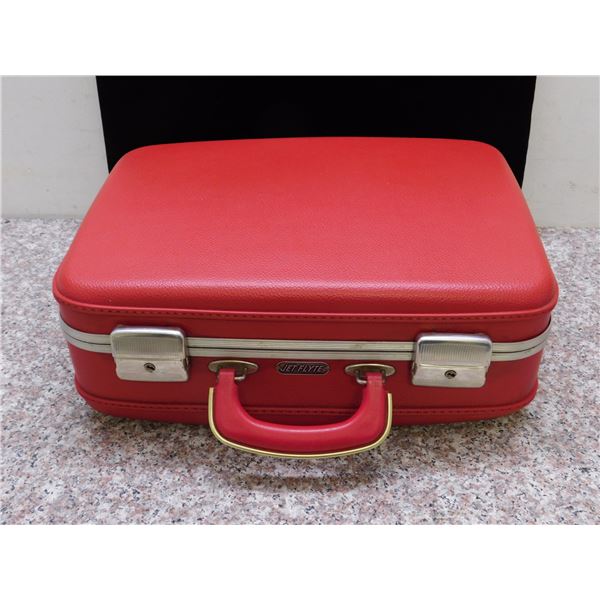 Vintage Jet Flyte Cosmetics Travel Suitcase Carry On Hard Shell Red Case